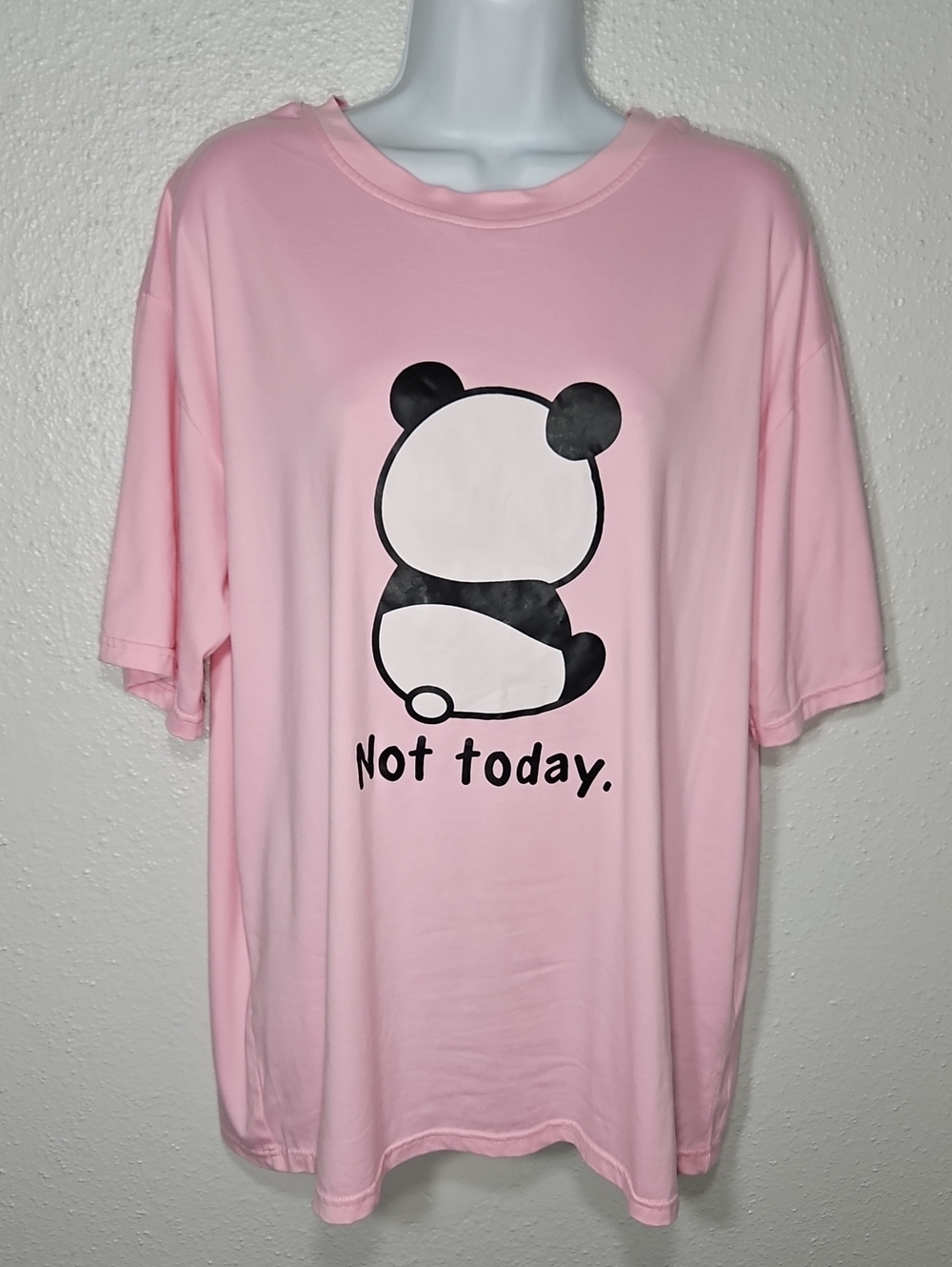 No label Pink "Not today." Graphic Panda Tee- 2XL
